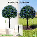 2 Pack Artificial Camellia Boxwood Topiary Ball Trees 27.5 Inches Faux Floral Shrubs by LJGDeals