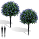 2 Pack Artificial Lavender Boxwood Topiary Ball Trees with Ground Spikes by DirectDeals