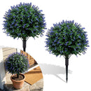 2 Pack Artificial Lavender Boxwood Topiary Ball Trees with Ground Spikes by LJGDeals