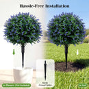 2 Pack Artificial Lavender Boxwood Topiary Ball Trees with Ground Spikes by LJGDeals