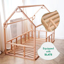 Twin Size Montessori House Bed for Kids with Fence by Goodevas