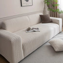 Plush Fleece Sofa Slipcover with 3D Wheat Pattern, Cozy High-Stretch Couch Cover by Slipcover KAS™