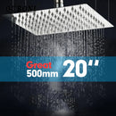 GobekUsa 20" Chrome Brass Square Rain Shower Head - Wall Mounted Bathroom Shower Head