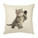 GobekUsa Cute Cat Face Decorative Cushion Cover Soft Linen Pillow for Home Sofa