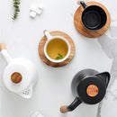 GobekUsa Japanese Style Ceramic Tea Pot Set with Wooden Handle | Heat-Resistant Borosilicate Glass
