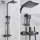GobekUsa Black Thermostatic Rain Shower Faucet Set for Wall Mounted Bathrooms