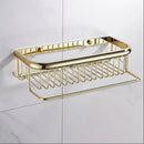 GobekUsa Gold Brass Bathroom Shelf with Soap Holder 30cm/45cm