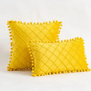 GobekUsa Corduroy Striped Pompom Pillowcase for Bedroom Sofa Living Room