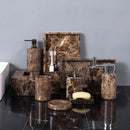 GobekUsa Emperador Dark Marble Bathroom Set: Toothbrush Holder, Soap Dish, Soap Dispenser