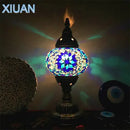 GobekUsa Colorful Mosaic Table Lamp, Handmade Stained Glass Lampshade