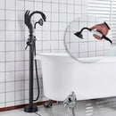 GobekUsa Black Bathtub Faucet Hot Cold Water Mixer Taps Shower Set Floor Mounted