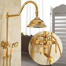 GobekUsa Gold Brass Jade Bath Shower Set Wall Mounted Rainfall Hand Shower Faucet