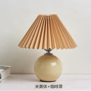 GobekUsa Japanese Ceramic Table Lamps Living Room Pleated Skirt Lampshade Warm Bedroom Lighting
