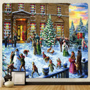 GobekUsa Christmas Snow Forest Oil Painting Tapestry - Home Bohemian Wall Decoration