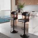 Swivel PU Leather Bar Stool — Height Adjustable, Large Seat
