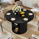Solid Wood Convertible Dining Table with Sliding Door Storage — Black