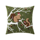 GobekUsa Christmas Embroidered Cushion Cover 45x45cm - Red Green Santa Snowflake Deer Snowman