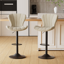 Swivel Bar Stools Set of 2 — Adjustable Counter Height with Fabric Seat & Footrest