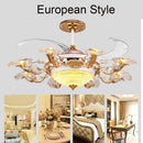 GobekUsa Golden Retro Ceiling Fan Light with Remote Control and 8 Lights