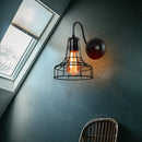 GobekUsa Black Cage Guard Wall Sconce LED Lamp Indoor Retro Lighting Fixture