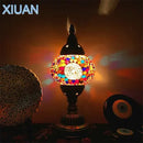 GobekUsa Colorful Mosaic Table Lamp, Handmade Stained Glass Lampshade