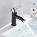 GobekUsa Black Golden Single Handle Bathroom Basin Faucet for Deck Mount Vessel Sink