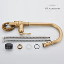 GobekUsa Antique Brass Kitchen Faucet Pull Out Spout Black Swivel Mixer Tap