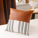 GobekUsa Brown Faux Leather Cotton Cushion Cover 45x45cm/35x50cm Modern Design