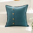 GobekUsa Cotton Linen Cushion Cover 45x45cm in Pink Blue Green Beige with Coconut Buttons for Home Décor
