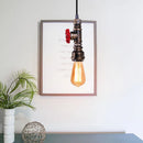 GobekUsa Industrial Iron Water Pipe Pendant Light - Retro E27 LED Hanging Lamp