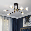 GobekUsa Black & Gold LED Chandelier: Modern E27 Glass Ball Lamp for Home Lighting