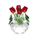 GobekUsa Crystal Rose Flower Dreams Glass Paperweight Bouquet Sculpture