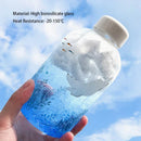GobekUsa Blue Glass Water Bottle 600ml Cute Polar Bear Seal Design Waterbottle
