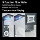GobekUsa Black LED Waterfall Rain Shower Panel Faucet Set with Massage Jets
