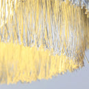 GobekUsa Bohemian Gold Tiered Chandelier | White & Beige Cotton Thread Line | Girls Room Wedding Lighting