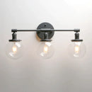 GobekUsa Black 3-Light Wall Sconce Bathroom Vanity Fixture with Round Glass Canopy