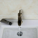 GobekUsa Antique Brass Waterfall Basin Faucet with Art Design Handle