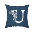 GobekUsa Blue Letter Pillowcase Solid Color Fleece Sofa Cushion, 45x45CM