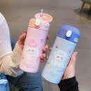 GobekUsa Cute Insulated Straw Cup Thermal Water Bottle Stainless Steel Vacuum Flask