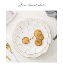 GobekUsa Gold Inlay Bone China Fruit Plates Snack Dishes Cake Plate Candy Dish
