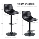 Swivel Bar Stools Set of 2 — Adjustable PU Leather Counter Height Stools, Brown