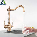 GobekUsa Antique Brass Water Filtration Kitchen Faucet, Lead-Free Drinking Sink Faucet