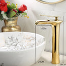 GobekUsa Gold Waterfall Bathroom Basin Faucet, White Mixer Tap Hot Cold Sink Plugin