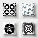 GobekUsa Geometric Star Print Pillow Cover for Home Decor - Black & White Square Texture