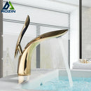 GobekUsa Golden Rose Bathroom Faucet Waterfall Basin Mixer Taps - Luxury Single Hole