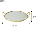 GobekUsa Brass Handle Storage Tray Mirror | Elegant Glass Tray for Home Decor & Gourmet Display