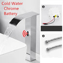 GobekUsa Black Sensor Waterfall Basin Faucet - Automatic Touchless Hot Cold Water Mixer
