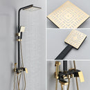 GobekUsa Black Gold Shower Faucet Set with Bidet Function, Wall Mounted Rainfall Mixer