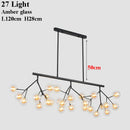 GobekUsa Glass Ball Firefly LED Tree Branch Chandelier Industrial Black Lighting