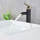 GobekUsa Black Golden Single Handle Bathroom Basin Faucet for Deck Mount Vessel Sink